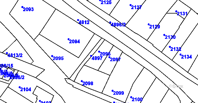 Parcela st. 2096 v KÚ Vysoké Mýto, Katastrální mapa