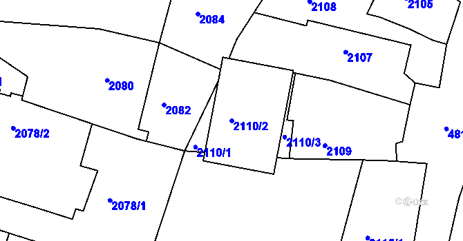 Parcela st. 2110/2 v KÚ Vysoké Mýto, Katastrální mapa