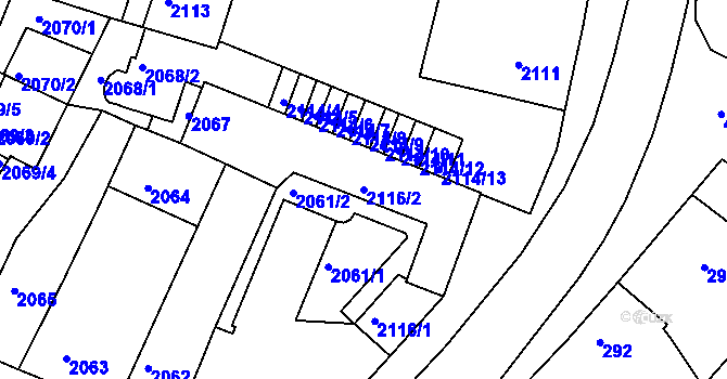 Parcela st. 2116/2 v KÚ Vysoké Mýto, Katastrální mapa