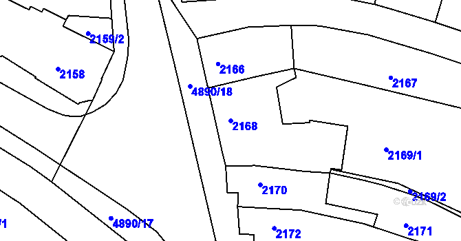 Parcela st. 2168 v KÚ Vysoké Mýto, Katastrální mapa