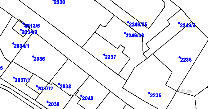 Parcela st. 2237 v KÚ Vysoké Mýto, Katastrální mapa