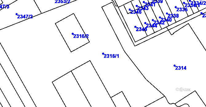 Parcela st. 2316/1 v KÚ Vysoké Mýto, Katastrální mapa