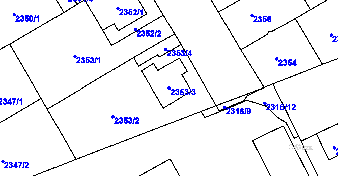 Parcela st. 2353/3 v KÚ Vysoké Mýto, Katastrální mapa