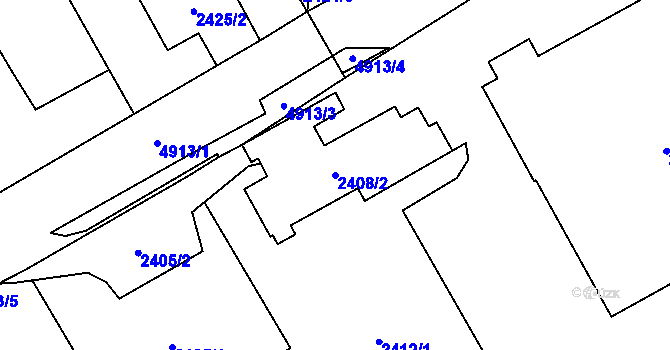 Parcela st. 2408/2 v KÚ Vysoké Mýto, Katastrální mapa