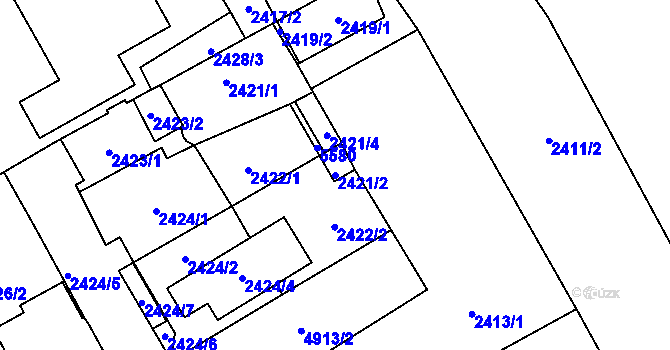 Parcela st. 2421/2 v KÚ Vysoké Mýto, Katastrální mapa