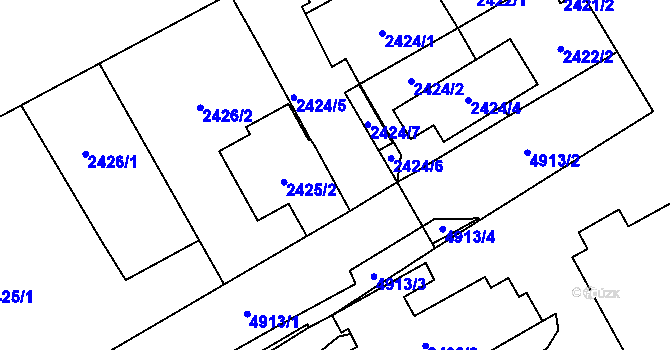 Parcela st. 2424/3 v KÚ Vysoké Mýto, Katastrální mapa