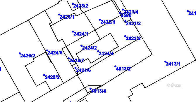 Parcela st. 2424/4 v KÚ Vysoké Mýto, Katastrální mapa
