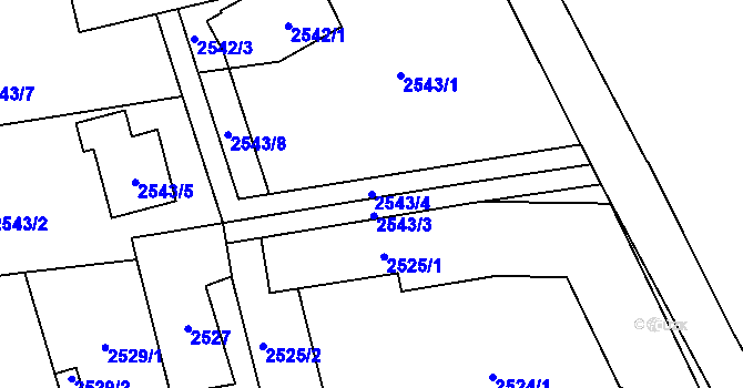 Parcela st. 2543/4 v KÚ Vysoké Mýto, Katastrální mapa