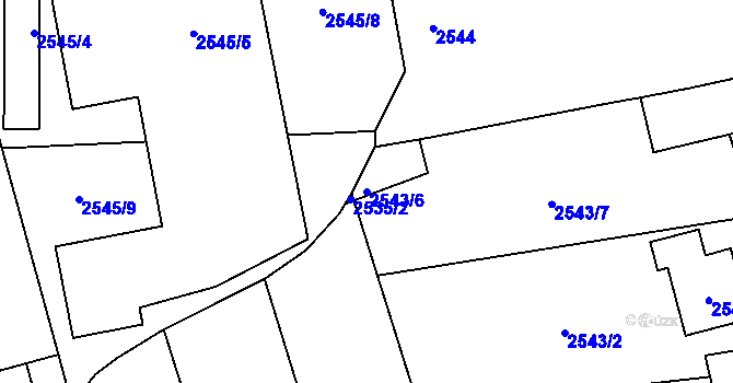 Parcela st. 2543/6 v KÚ Vysoké Mýto, Katastrální mapa