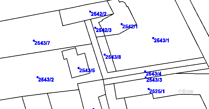 Parcela st. 2543/8 v KÚ Vysoké Mýto, Katastrální mapa