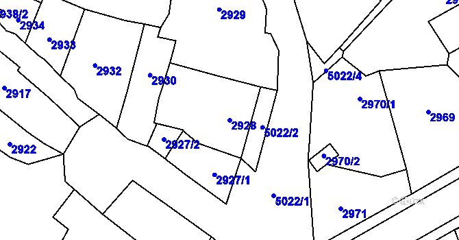 Parcela st. 2928 v KÚ Vysoké Mýto, Katastrální mapa