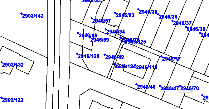 Parcela st. 2946/49 v KÚ Vysoké Mýto, Katastrální mapa
