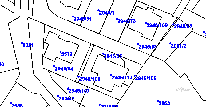 Parcela st. 2946/55 v KÚ Vysoké Mýto, Katastrální mapa