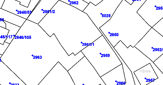 Parcela st. 2961/1 v KÚ Vysoké Mýto, Katastrální mapa