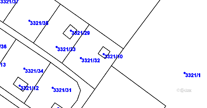 Parcela st. 3321/10 v KÚ Vysoké Mýto, Katastrální mapa