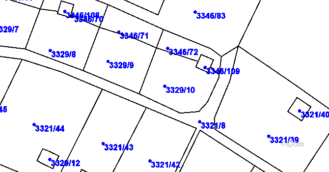 Parcela st. 3329/10 v KÚ Vysoké Mýto, Katastrální mapa