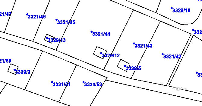 Parcela st. 3329/12 v KÚ Vysoké Mýto, Katastrální mapa