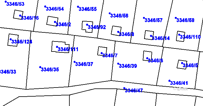 Parcela st. 3346/7 v KÚ Vysoké Mýto, Katastrální mapa