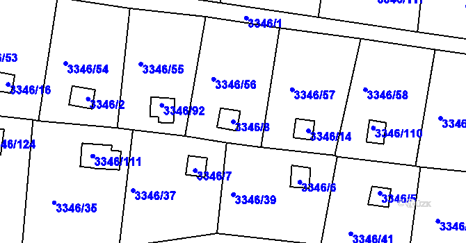 Parcela st. 3346/8 v KÚ Vysoké Mýto, Katastrální mapa