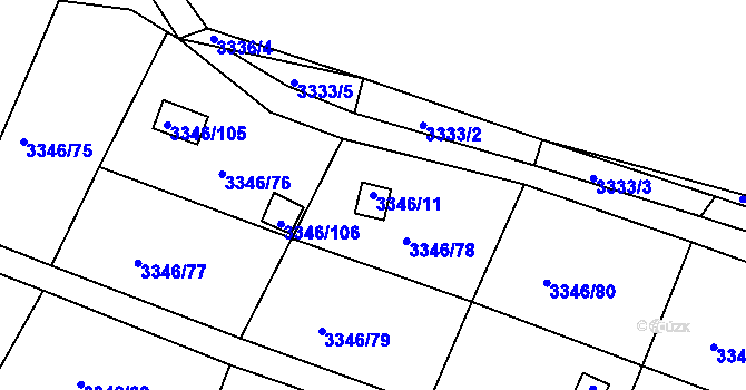 Parcela st. 3346/11 v KÚ Vysoké Mýto, Katastrální mapa