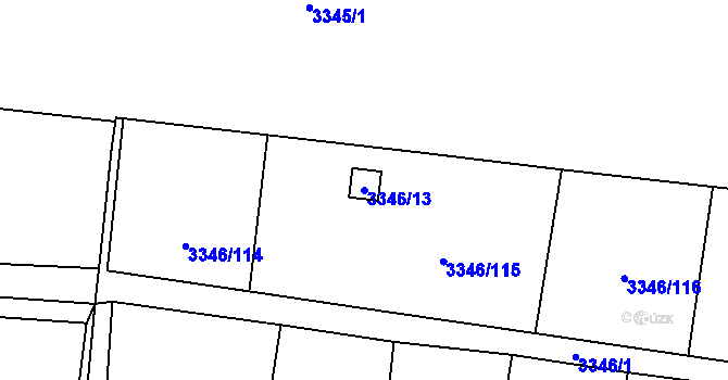 Parcela st. 3346/13 v KÚ Vysoké Mýto, Katastrální mapa