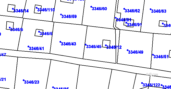 Parcela st. 3346/45 v KÚ Vysoké Mýto, Katastrální mapa