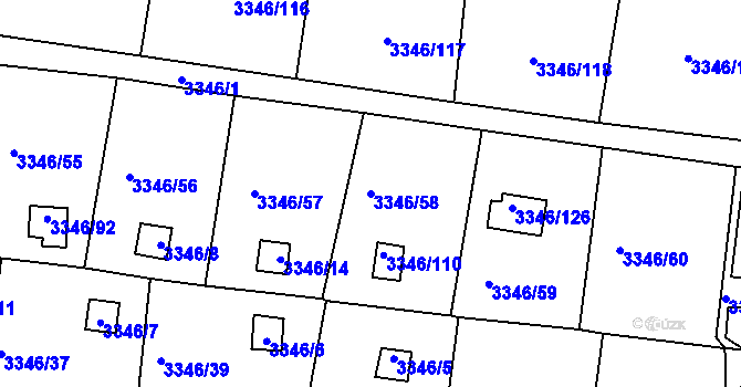 Parcela st. 3346/58 v KÚ Vysoké Mýto, Katastrální mapa