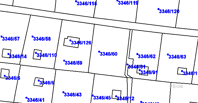 Parcela st. 3346/60 v KÚ Vysoké Mýto, Katastrální mapa