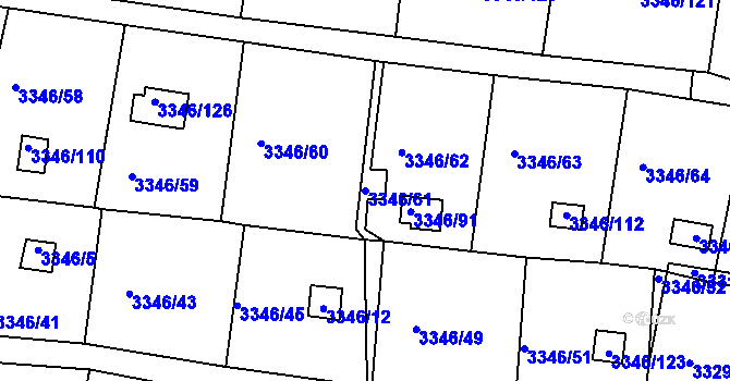 Parcela st. 3346/61 v KÚ Vysoké Mýto, Katastrální mapa