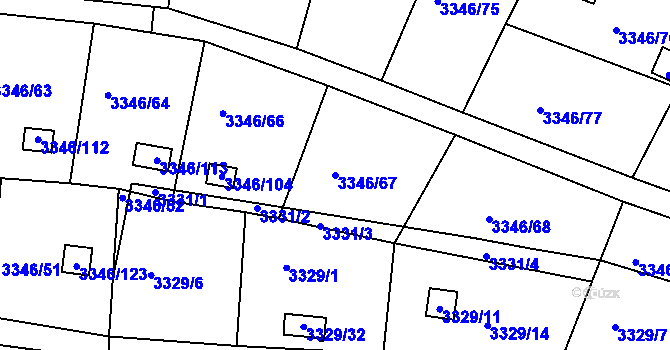 Parcela st. 3346/67 v KÚ Vysoké Mýto, Katastrální mapa