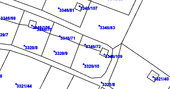 Parcela st. 3346/72 v KÚ Vysoké Mýto, Katastrální mapa