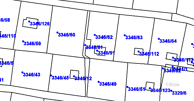 Parcela st. 3346/91 v KÚ Vysoké Mýto, Katastrální mapa