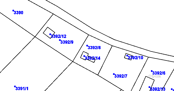 Parcela st. 3392/8 v KÚ Vysoké Mýto, Katastrální mapa
