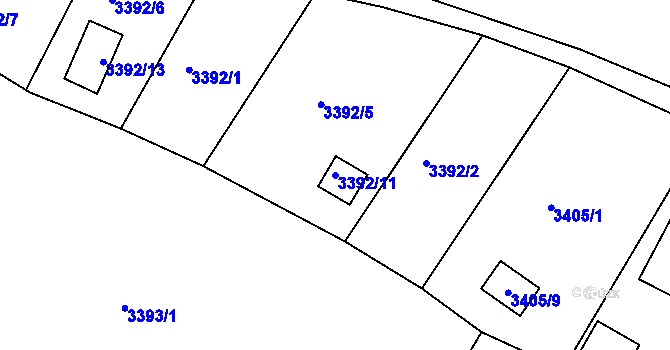 Parcela st. 3392/11 v KÚ Vysoké Mýto, Katastrální mapa