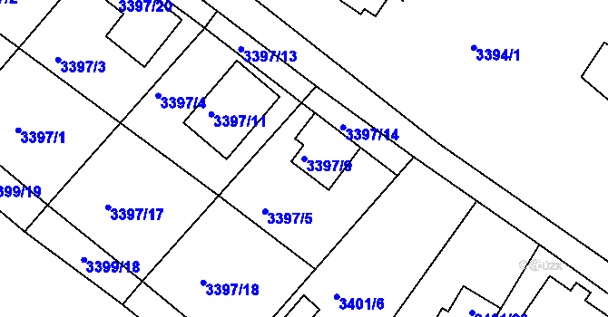 Parcela st. 3397/9 v KÚ Vysoké Mýto, Katastrální mapa