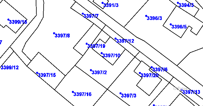 Parcela st. 3397/10 v KÚ Vysoké Mýto, Katastrální mapa