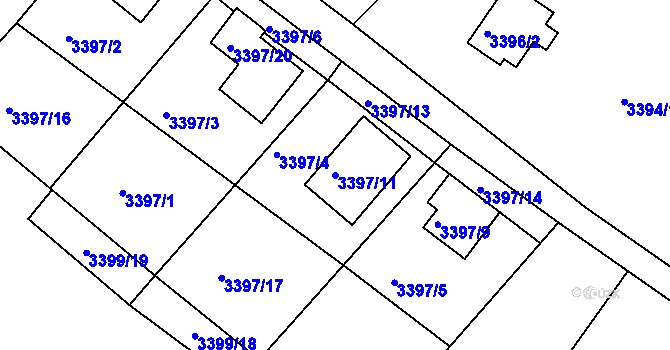 Parcela st. 3397/11 v KÚ Vysoké Mýto, Katastrální mapa