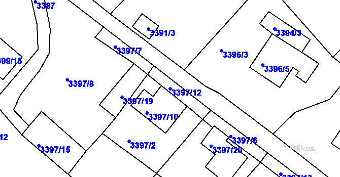 Parcela st. 3397/12 v KÚ Vysoké Mýto, Katastrální mapa