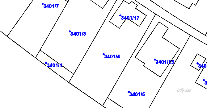 Parcela st. 3401/4 v KÚ Vysoké Mýto, Katastrální mapa