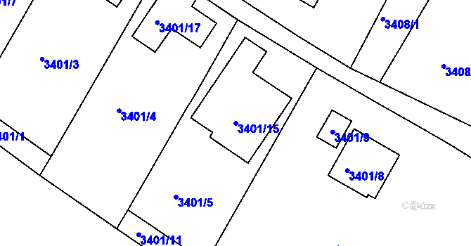 Parcela st. 3401/15 v KÚ Vysoké Mýto, Katastrální mapa
