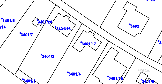 Parcela st. 3401/17 v KÚ Vysoké Mýto, Katastrální mapa