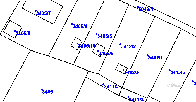 Parcela st. 3405/6 v KÚ Vysoké Mýto, Katastrální mapa
