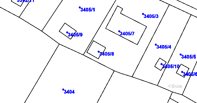 Parcela st. 3405/8 v KÚ Vysoké Mýto, Katastrální mapa
