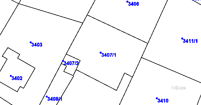 Parcela st. 3407/1 v KÚ Vysoké Mýto, Katastrální mapa