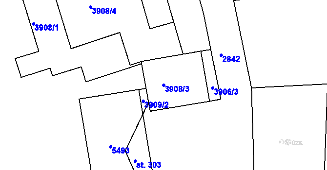 Parcela st. 3908/3 v KÚ Vysoké Mýto, Katastrální mapa
