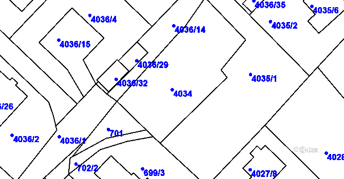 Parcela st. 4034 v KÚ Vysoké Mýto, Katastrální mapa