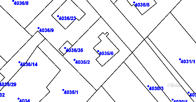 Parcela st. 4035/6 v KÚ Vysoké Mýto, Katastrální mapa