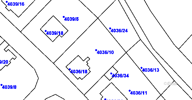 Parcela st. 4036/10 v KÚ Vysoké Mýto, Katastrální mapa