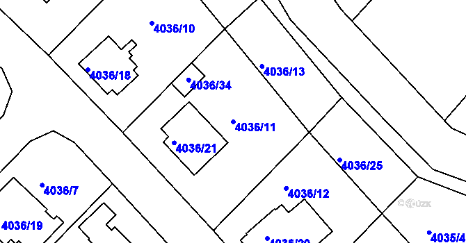 Parcela st. 4036/11 v KÚ Vysoké Mýto, Katastrální mapa