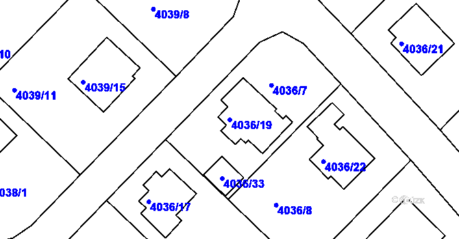 Parcela st. 4036/19 v KÚ Vysoké Mýto, Katastrální mapa